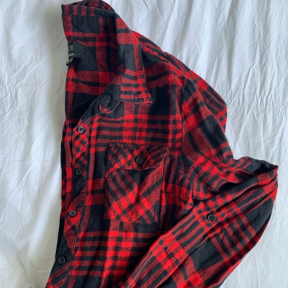 Red and black flannel overshirt - Picture 3 of 5